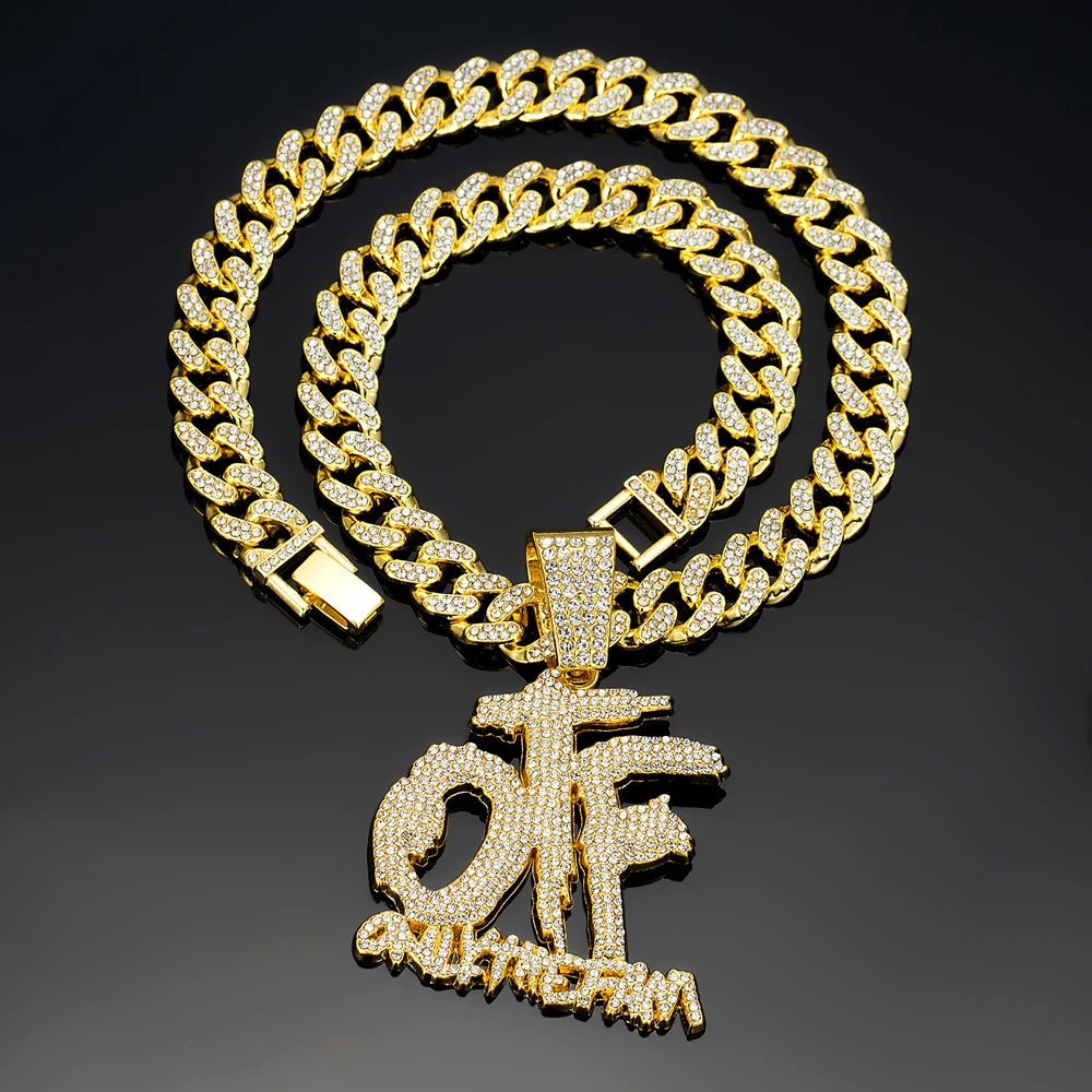 Hip Hop Fashion English Letter OTF Pendant Cuban Chain Necklace,  Suitable For Daily Wear By Men And Women , Rock Party Jewelry