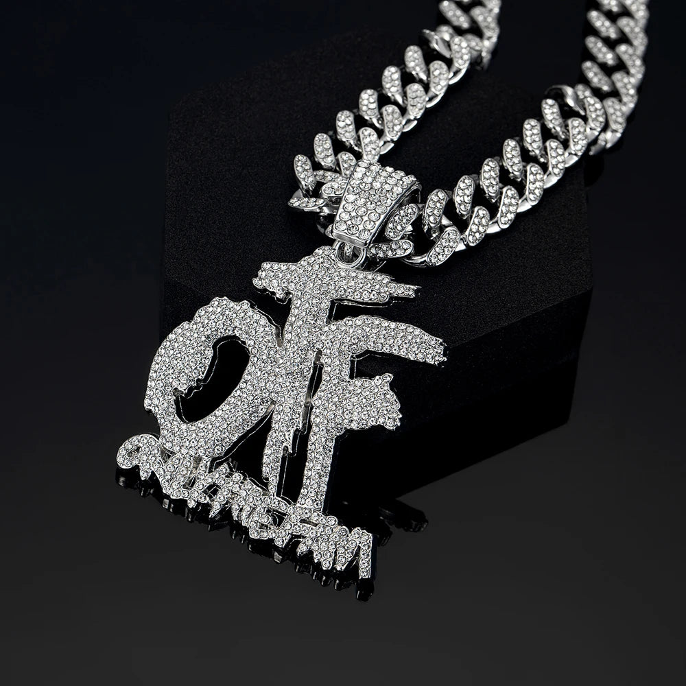 Hip Hop Fashion English Letter OTF Pendant Cuban Chain Necklace,  Suitable For Daily Wear By Men And Women , Rock Party Jewelry
