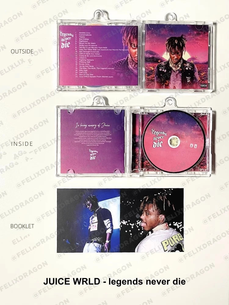 سلسلة مفاتيح صغيرة لألبوم Juice WRLD الموسيقي بتقنية NFC، مع إمكانية تشغيل الأغاني، وألبوم Fighting Demons الموسيقي، وسلسلة مفاتيح موسيقية، وقلادة تنكرية.