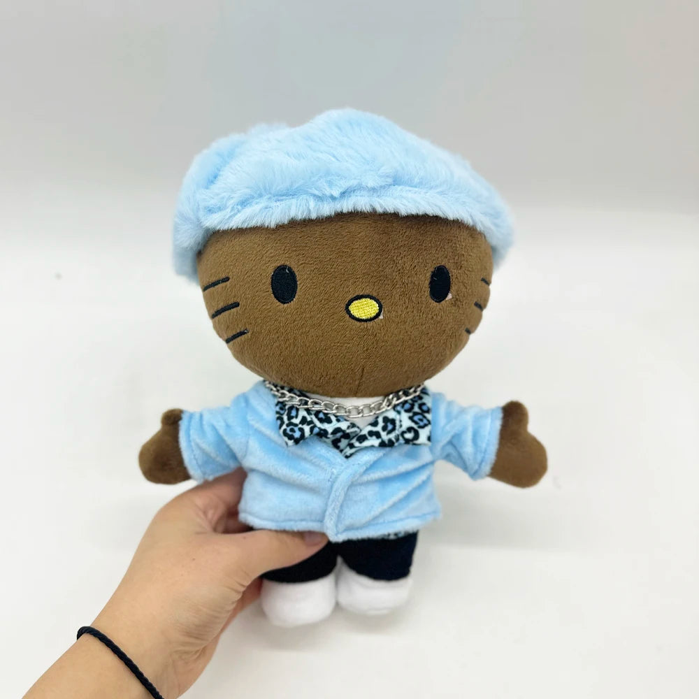 دمية هيلو كيتي تايلر ذا كريتور الجديدة، بقبعة زرقاء وملابس، دمية محشوة لطيفة، هدية عيد ميلاد للأولاد والبنات، 24 سم