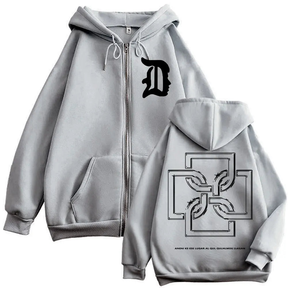 هودي بسحاب مزين بشعار مغني الراب دوكي، مناسب للرجال والنساء، بتصميم هيب هوب كلاسيكي، مناسب لفصلي الخريف والشتاء، بقصة واسعة.