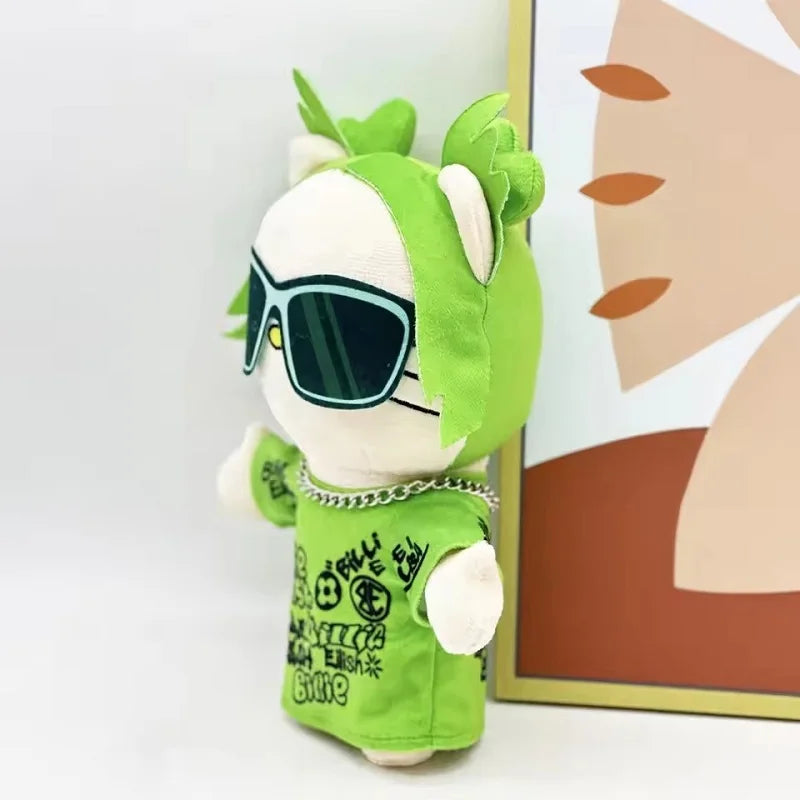 26cm KT Billie Eilish Green Sunglasses Fashion Boy Plush Doll Figure Stuffed Toys Cute Kids Boys Girls Christmas Gift