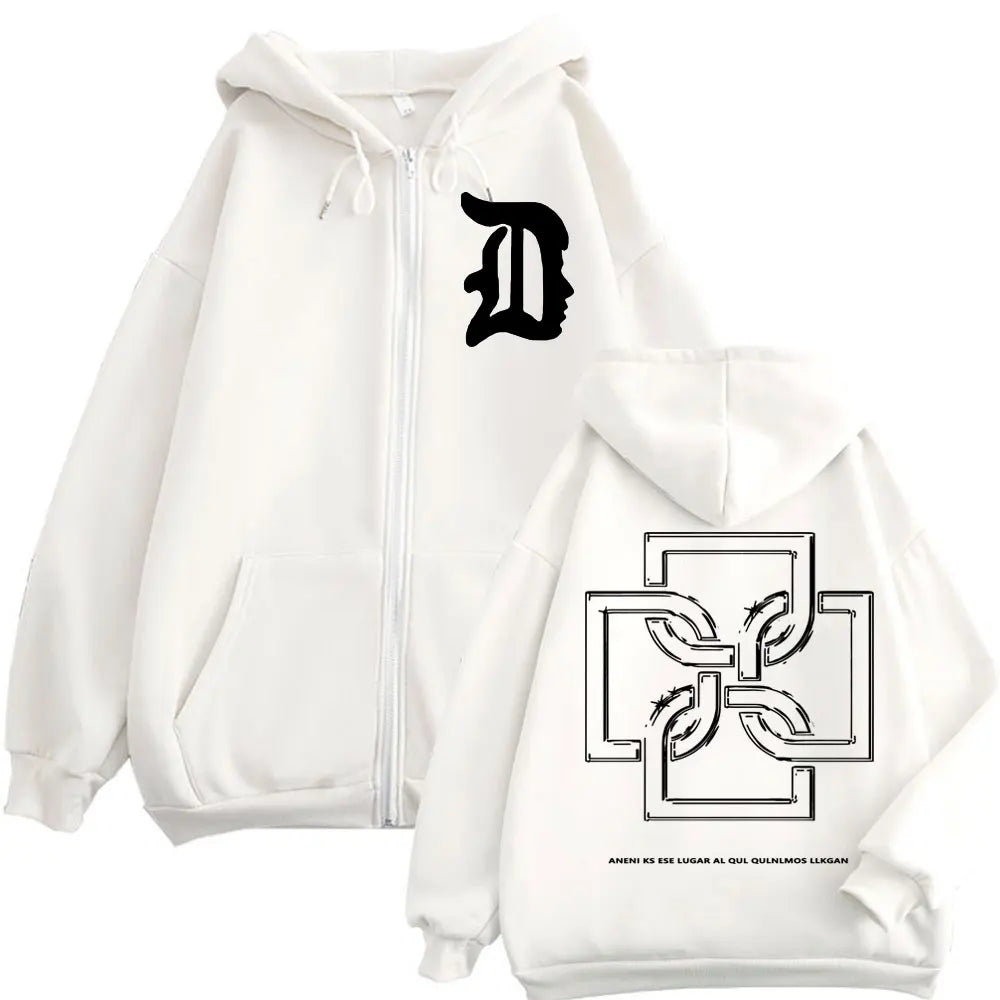 هودي بسحاب مزين بشعار مغني الراب دوكي، مناسب للرجال والنساء، بتصميم هيب هوب كلاسيكي، مناسب لفصلي الخريف والشتاء، بقصة واسعة.