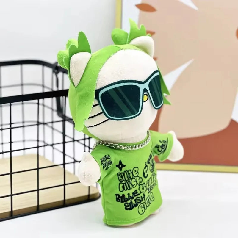 26cm KT Billie Eilish Green Sunglasses Fashion Boy Plush Doll Figure Stuffed Toys Cute Kids Boys Girls Christmas Gift