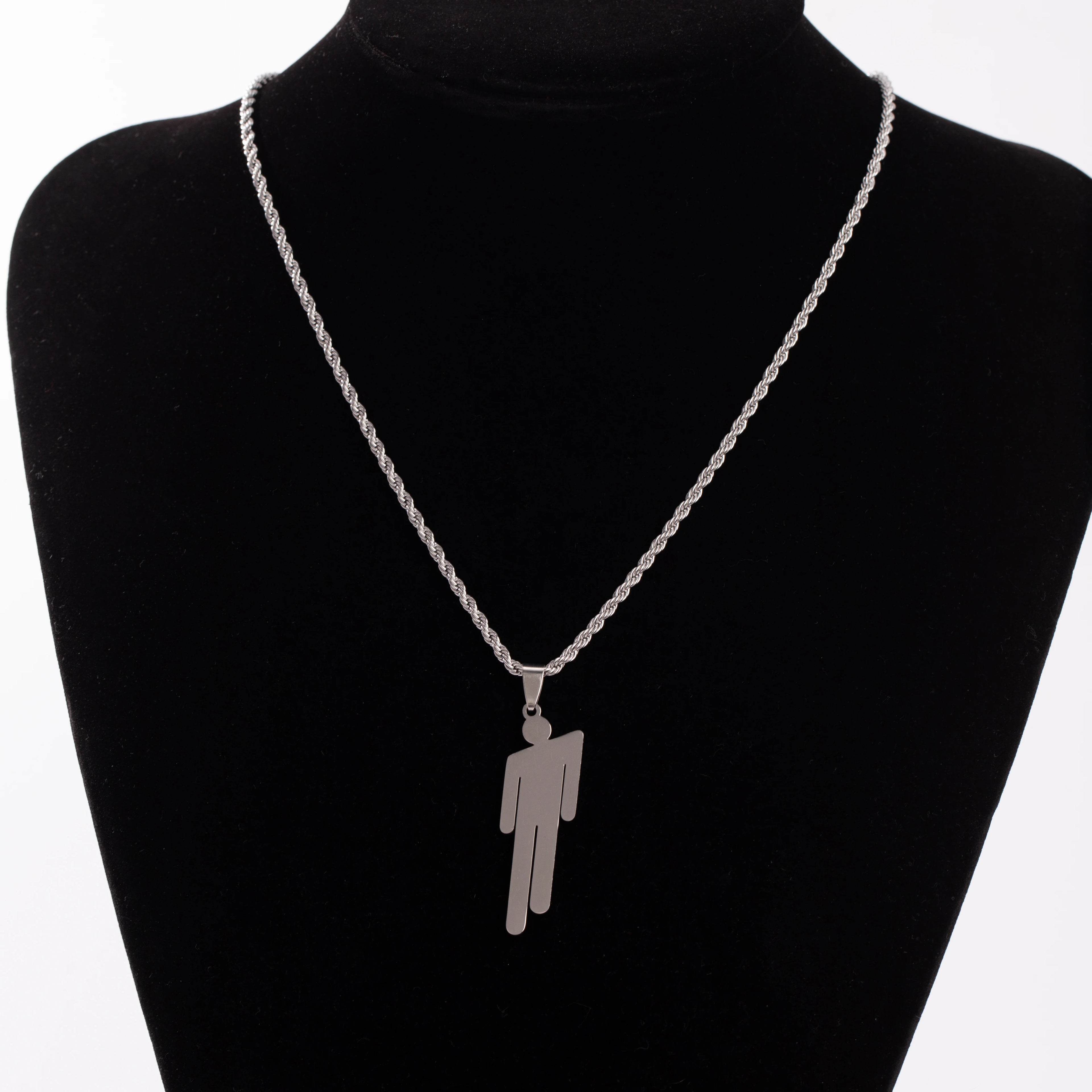 قلادات بيلي فاشن بتصميم رأس مائل، مصنوعة من الفولاذ المقاوم للصدأ ومرصعة بأحجار الراين، للرجال والنساء، بالجملة، إكسسوارات ومجوهرات هيب هوب