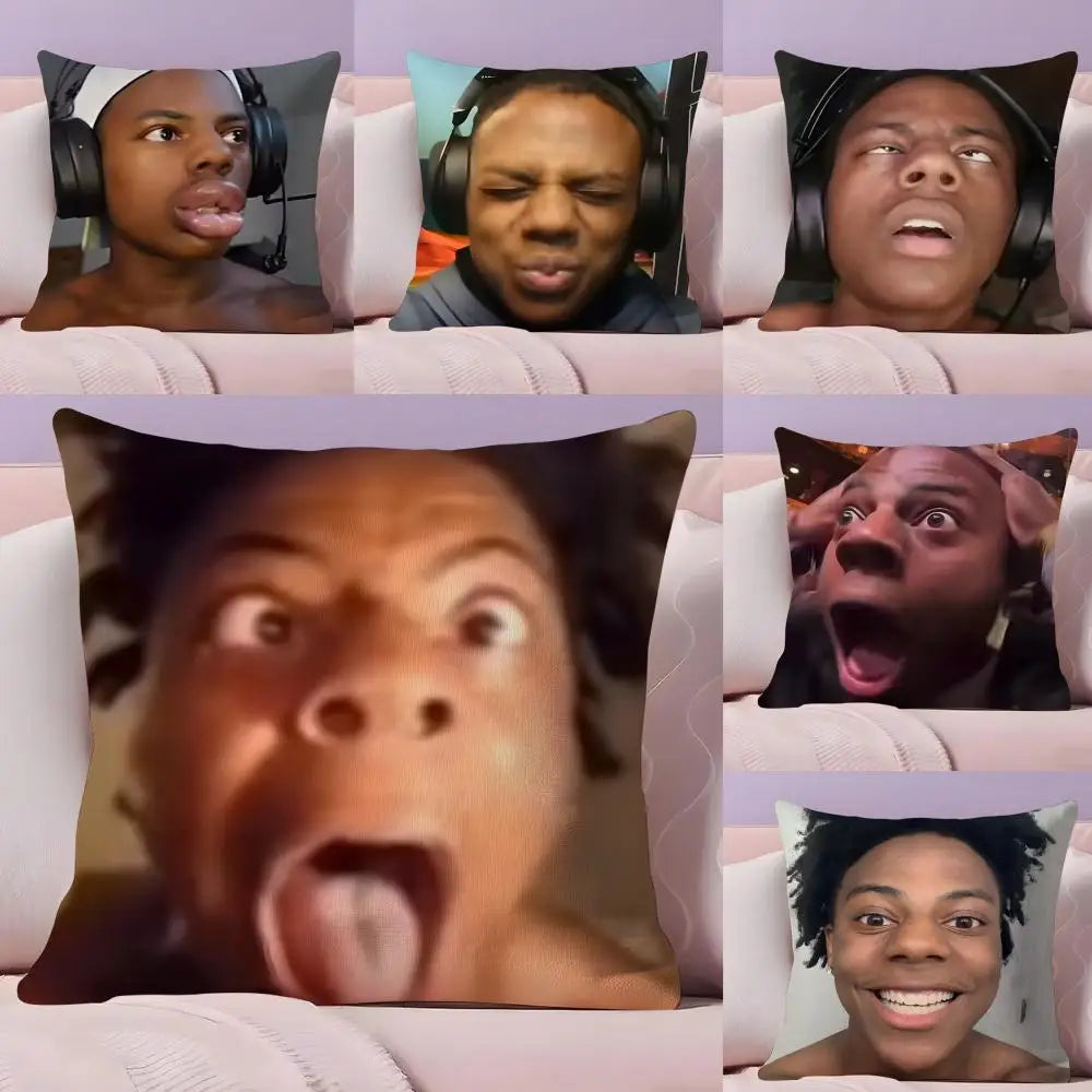 Funny Anchor iShowSpeed Pillow Case Silky Short Plush with Invisible Zipper Dustproof Sofa Cushion Cover for Home Decor