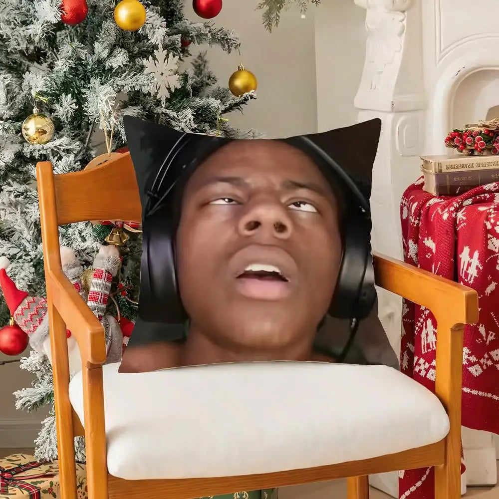 Funny Anchor iShowSpeed Pillow Case Silky Short Plush with Invisible Zipper Dustproof Sofa Cushion Cover for Home Decor