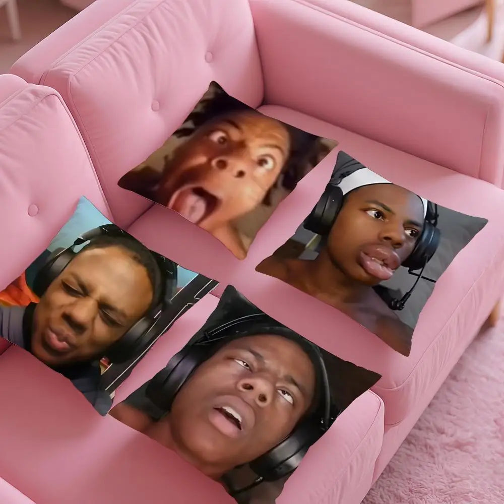 Funny Anchor iShowSpeed Pillow Case Silky Short Plush with Invisible Zipper Dustproof Sofa Cushion Cover for Home Decor