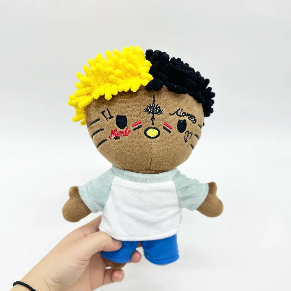 Hello Kitty xxxtentacion Yellow Black Hair Plush Doll Figure Stuffed Toys Cute Kids Boys Girls Birthday Gifts 24cm