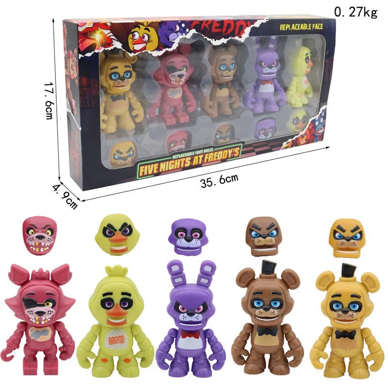 مجسمات شخصيات لعبة FNAF، نموذج لعبة Midnight Toy Foxy Chica Change Masks، مجسمات شخصيات الحركة، ملحقات، هدايا عيد ميلاد للأطفال، ألعاب