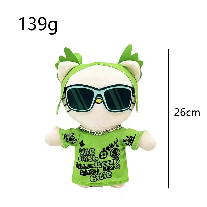 26cm KT Billie Eilish Green Sunglasses Fashion Boy Plush Doll Figure Stuffed Toys Cute Kids Boys Girls Christmas Gift