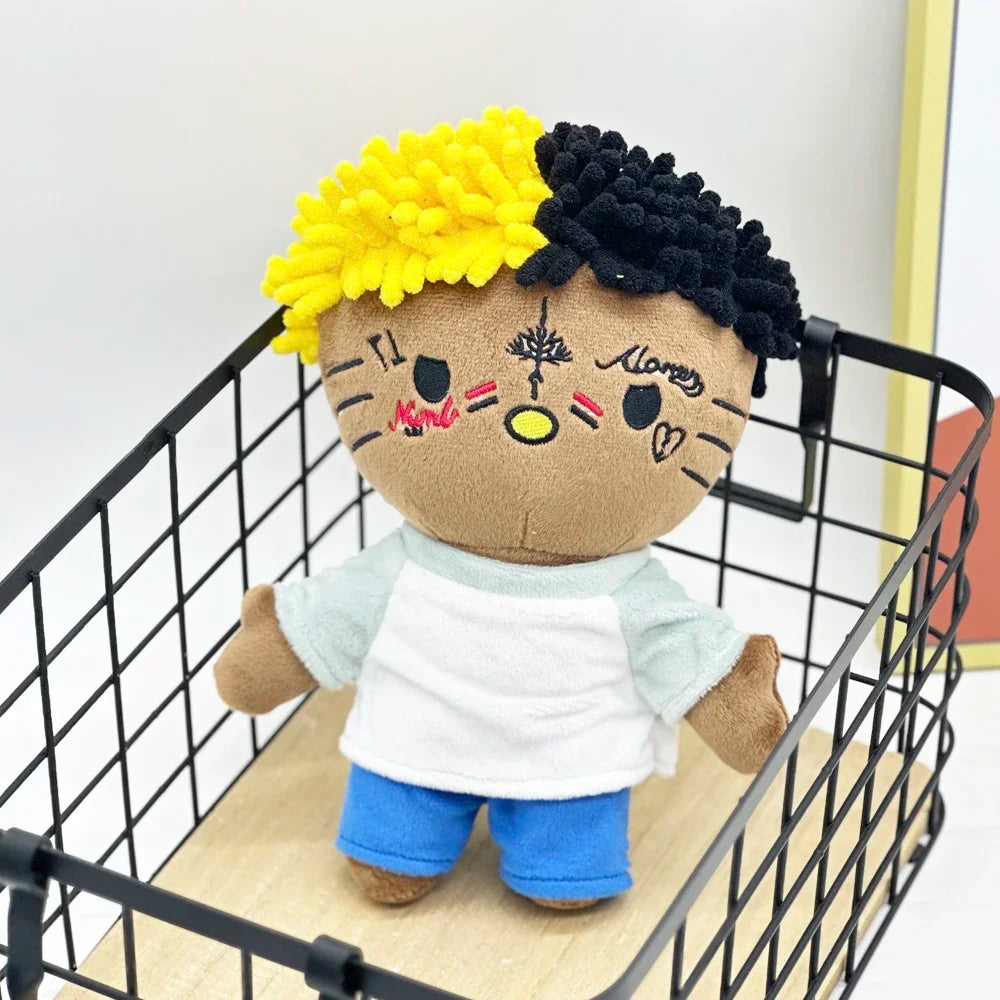 Hello Kitty xxxtentacion Yellow Black Hair Plush Doll Figure Stuffed Toys Cute Kids Boys Girls Birthday Gifts 24cm