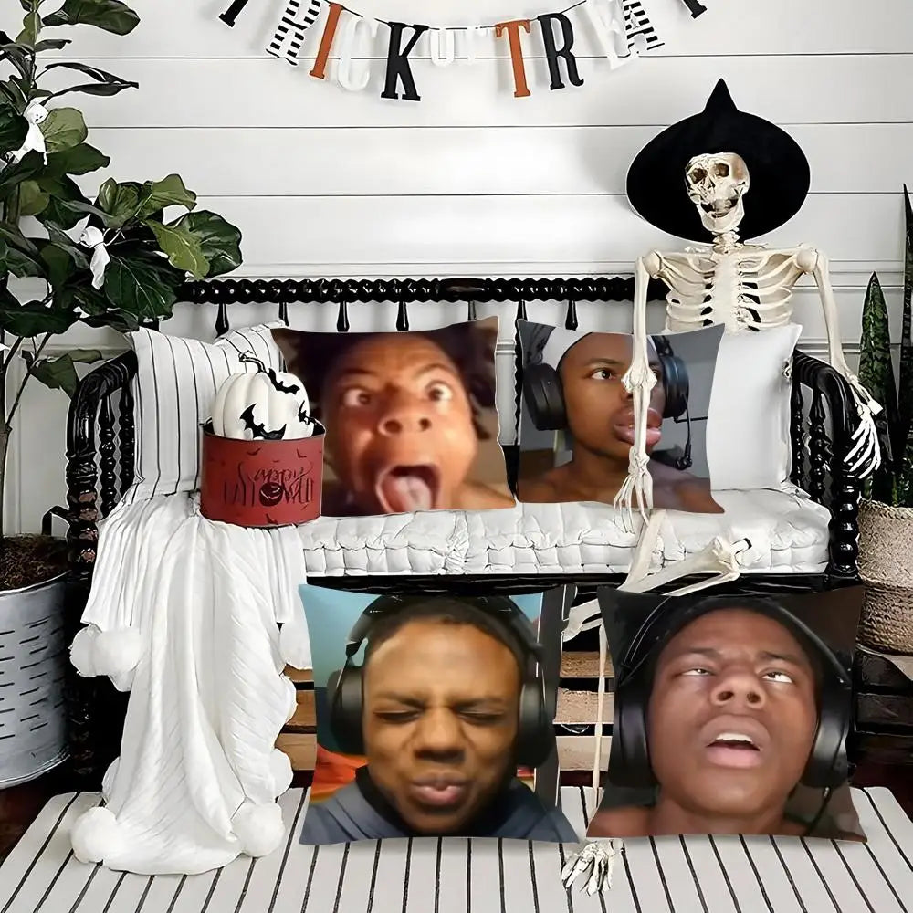 Funny Anchor iShowSpeed Pillow Case Silky Short Plush with Invisible Zipper Dustproof Sofa Cushion Cover for Home Decor