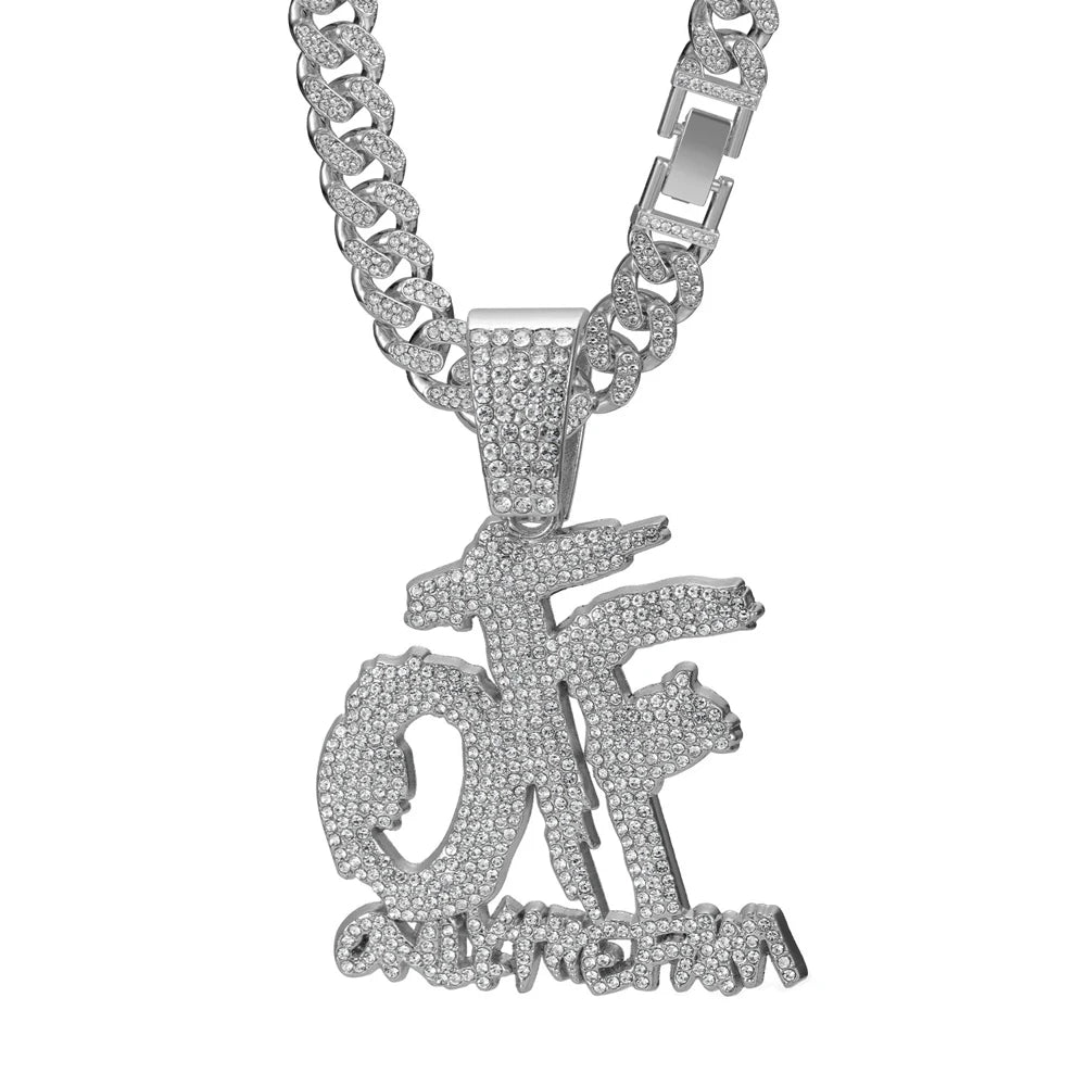 Hip Hop Fashion English Letter OTF Pendant Cuban Chain Necklace,  Suitable For Daily Wear By Men And Women , Rock Party Jewelry
