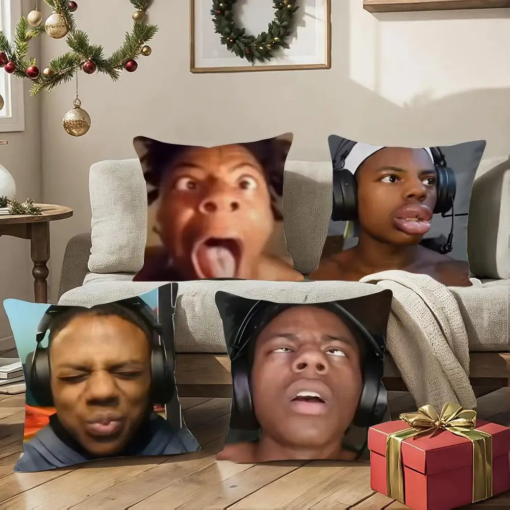 Funny Anchor iShowSpeed Pillow Case Silky Short Plush with Invisible Zipper Dustproof Sofa Cushion Cover for Home Decor