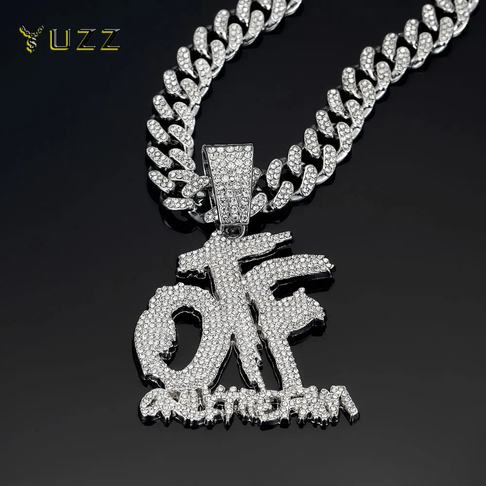 Hip Hop Fashion English Letter OTF Pendant Cuban Chain Necklace,  Suitable For Daily Wear By Men And Women , Rock Party Jewelry