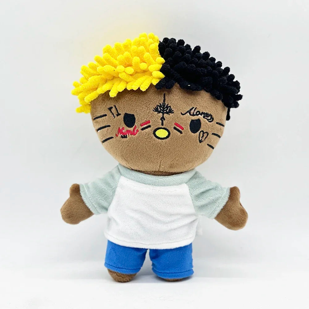 Hello Kitty xxxtentacion Yellow Black Hair Plush Doll Figure Stuffed Toys Cute Kids Boys Girls Birthday Gifts 24cm