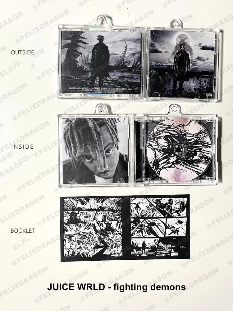 سلسلة مفاتيح صغيرة لألبوم Juice WRLD الموسيقي بتقنية NFC، مع إمكانية تشغيل الأغاني، وألبوم Fighting Demons الموسيقي، وسلسلة مفاتيح موسيقية، وقلادة تنكرية.